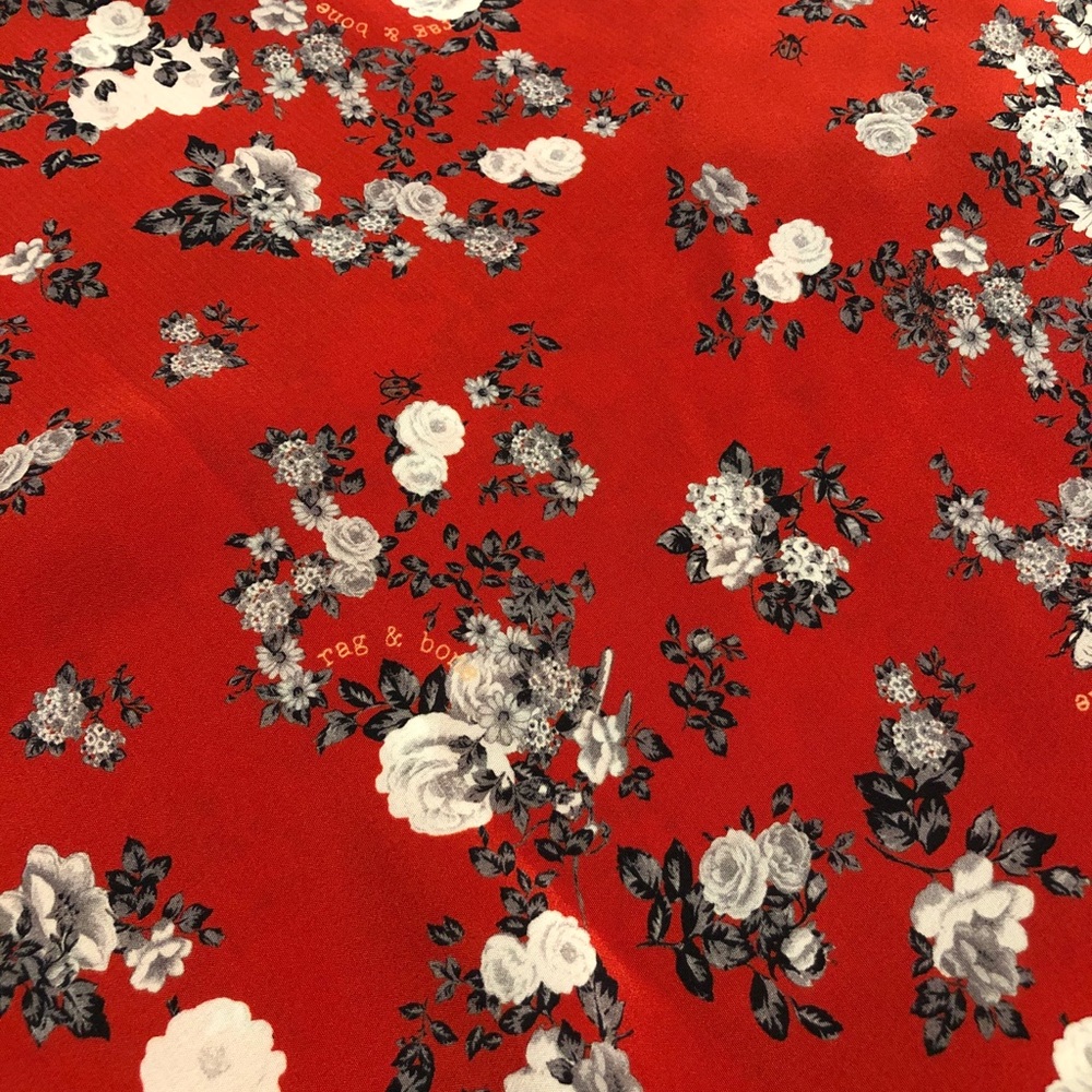 Rag & Bone Zoe Red Floral Garden Silk Dress - Picture 8 of 8